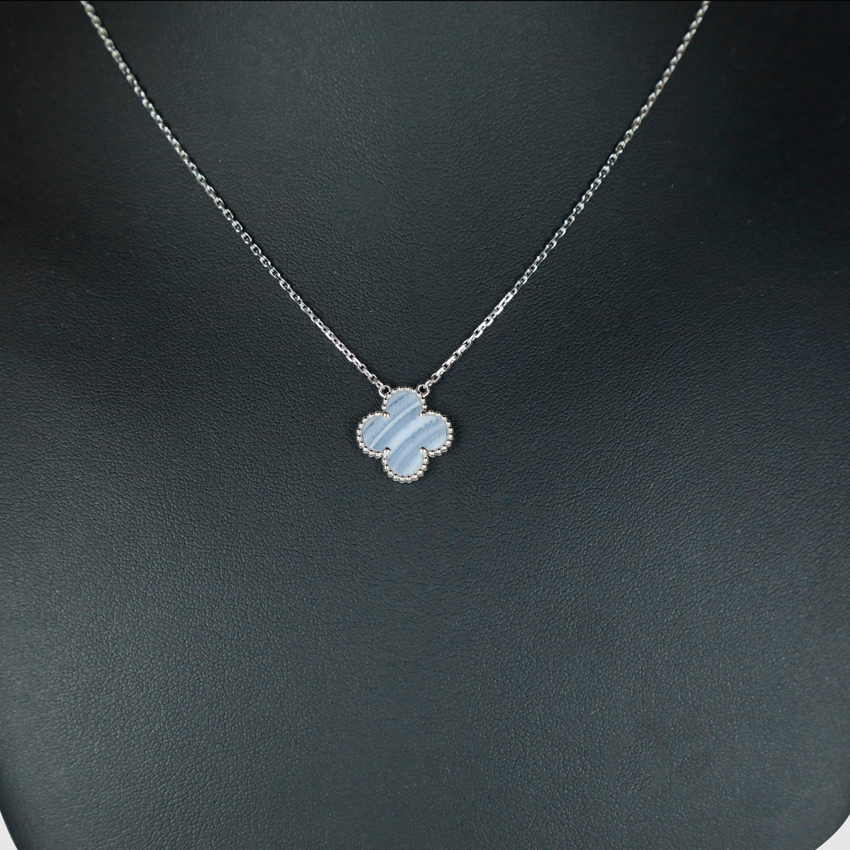 Van Cleef & Arpels Vintage Alhambra Chalcedony White Gold Necklace