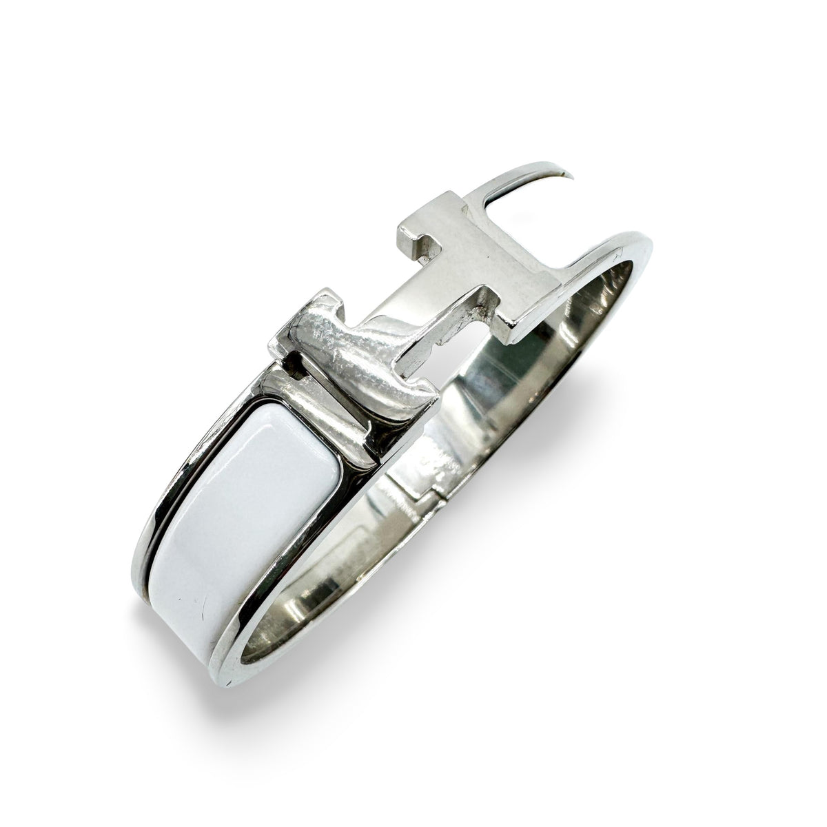 Hermès Click H Bracelet White Silver