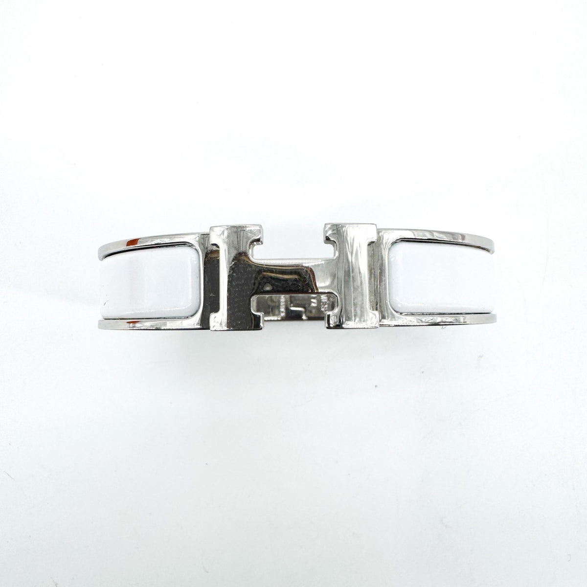 Hermès Click H Bracelet White Silver