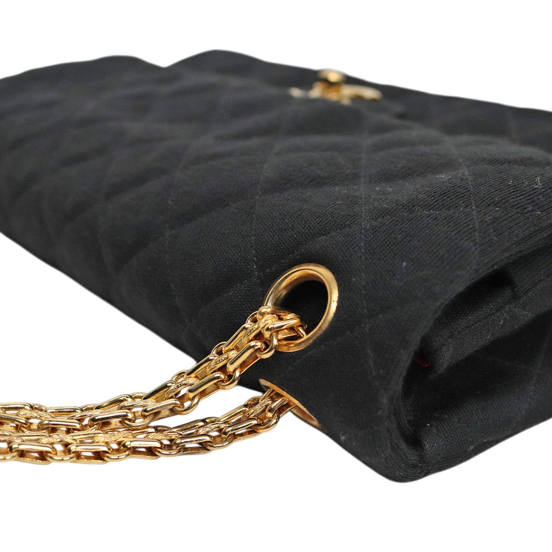 Chanel Black Quilted Fabric CC Flap Chain Shoulder Bag