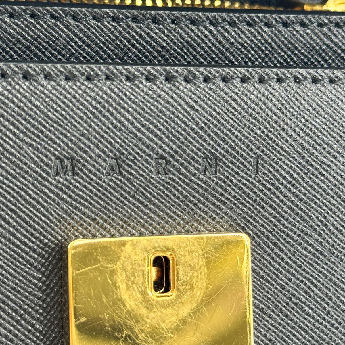Marni Saffiano Mini Trunk Bag Black Gold Hardware