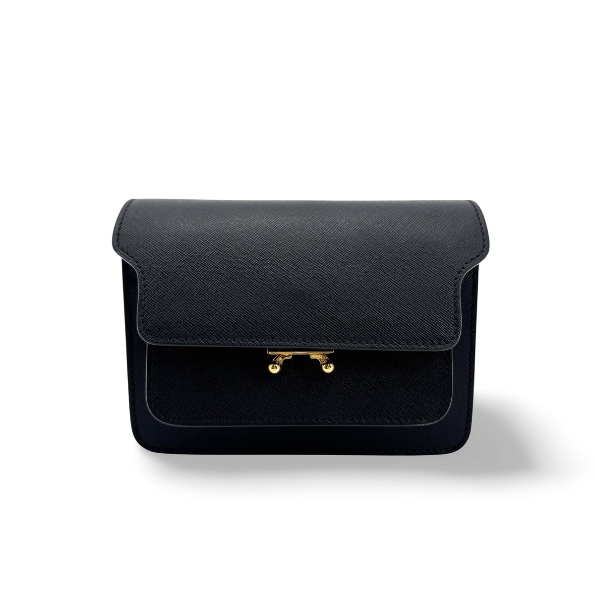 Marni Saffiano Mini Trunk Bag Black Gold Hardware