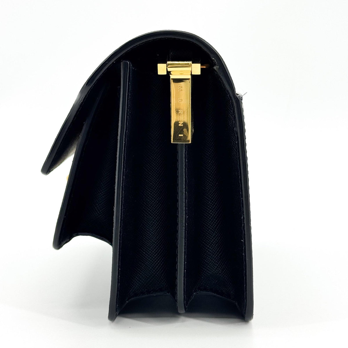 Marni Saffiano Mini Trunk Bag Black Gold Hardware