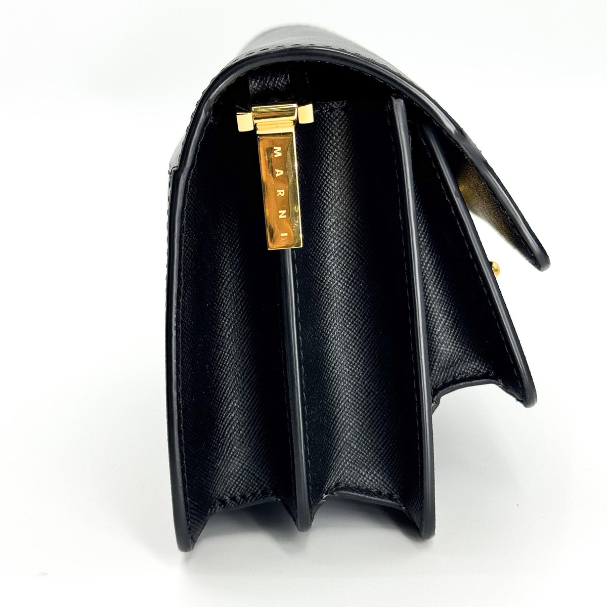 Marni Saffiano Mini Trunk Bag Black Gold Hardware
