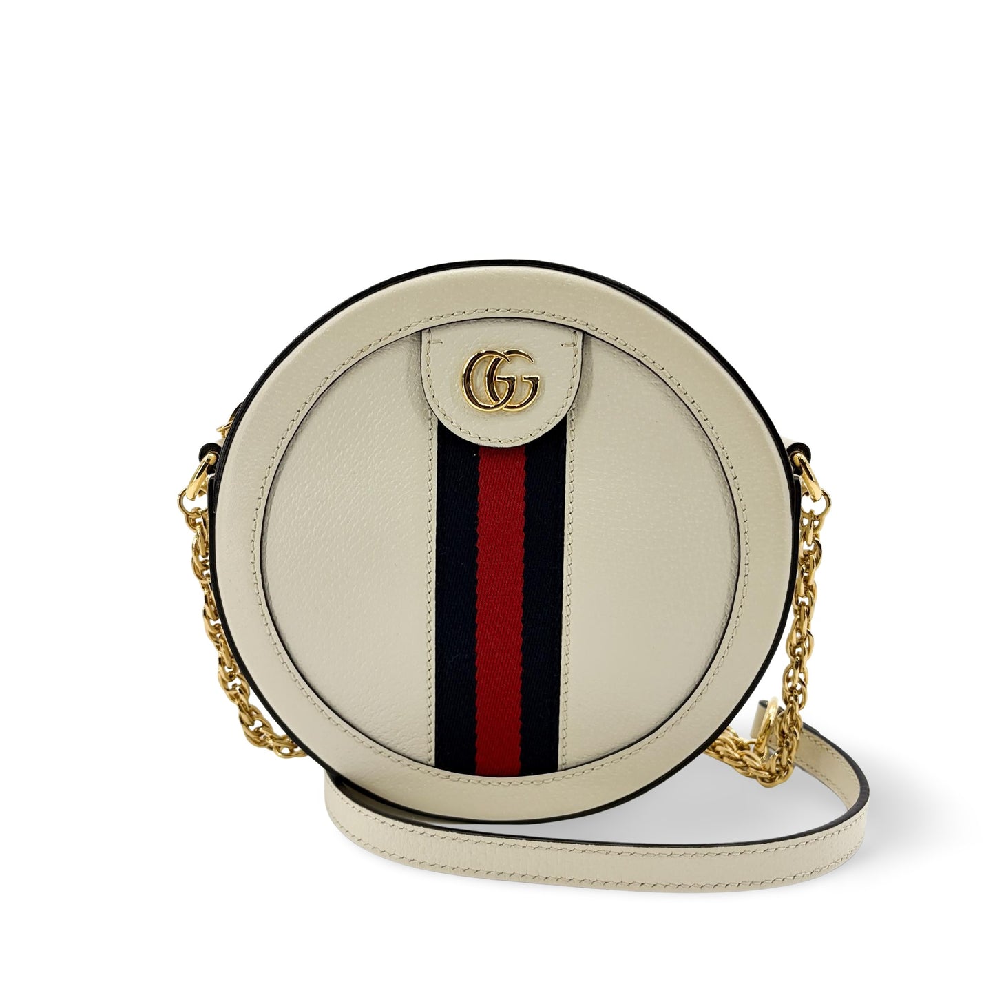 Gucci Ophidia Round Mini Shoulder Bag White