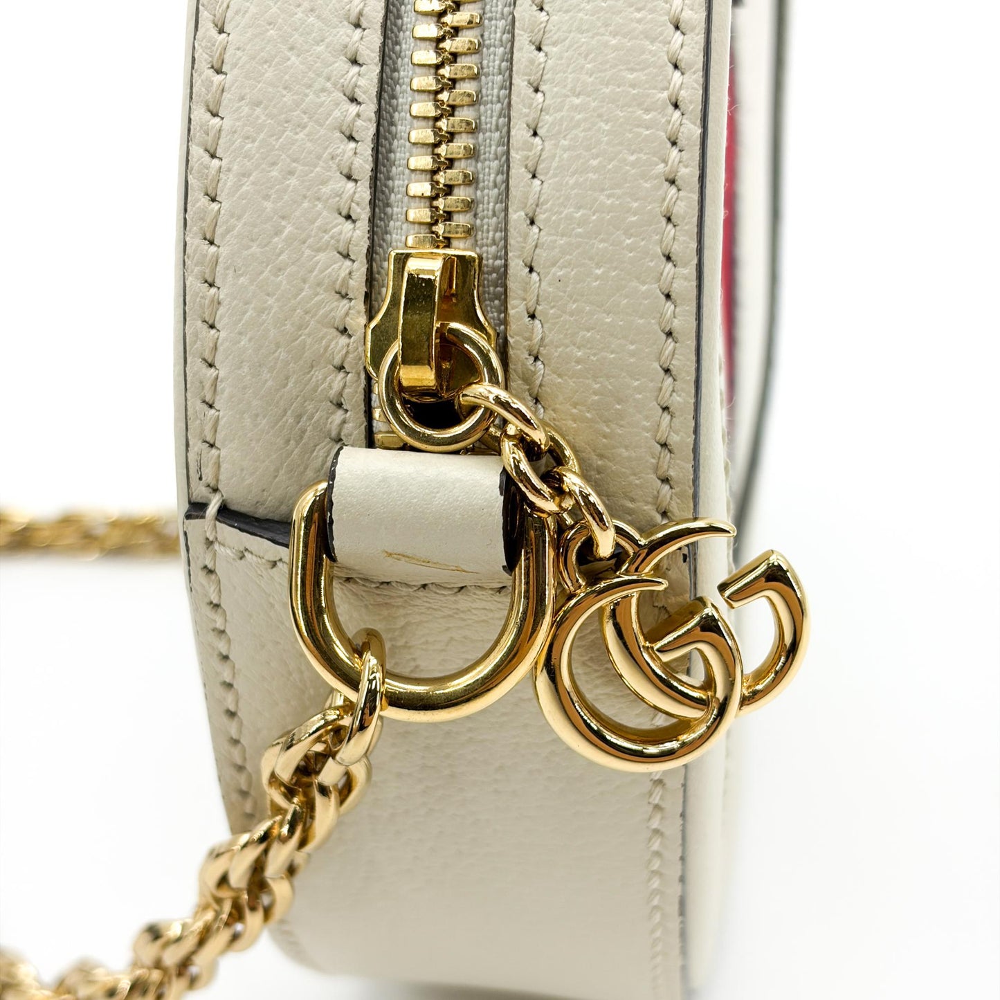 Gucci Ophidia Round Mini Shoulder Bag White