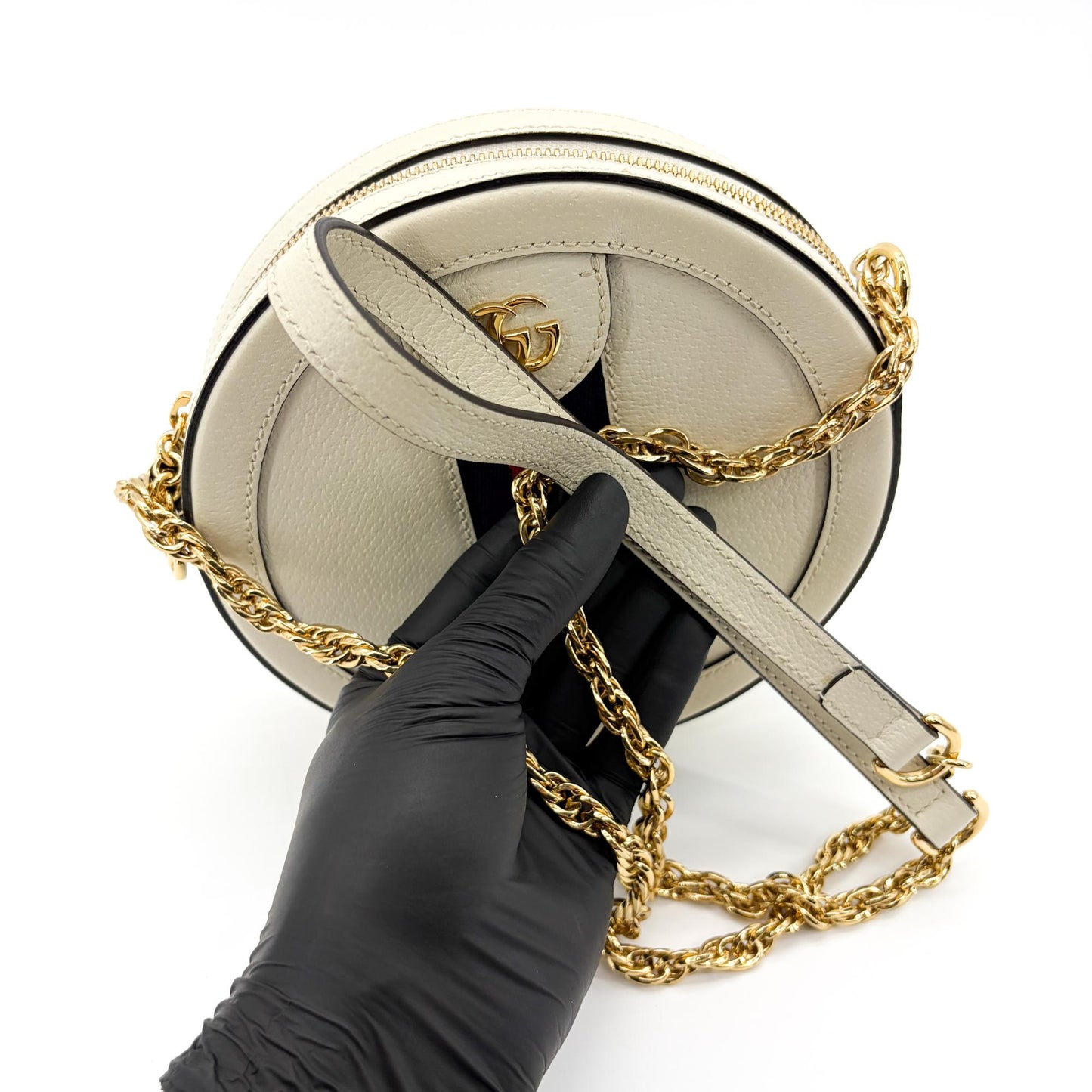 Gucci Ophidia Round Mini Shoulder Bag White