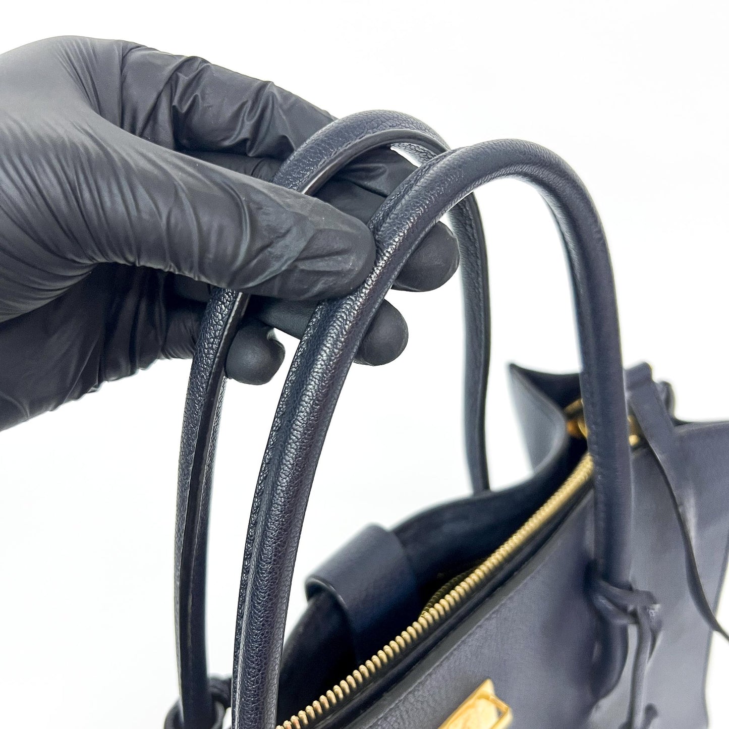 Miu Miu Madras Leather Top Handle Bag Navy