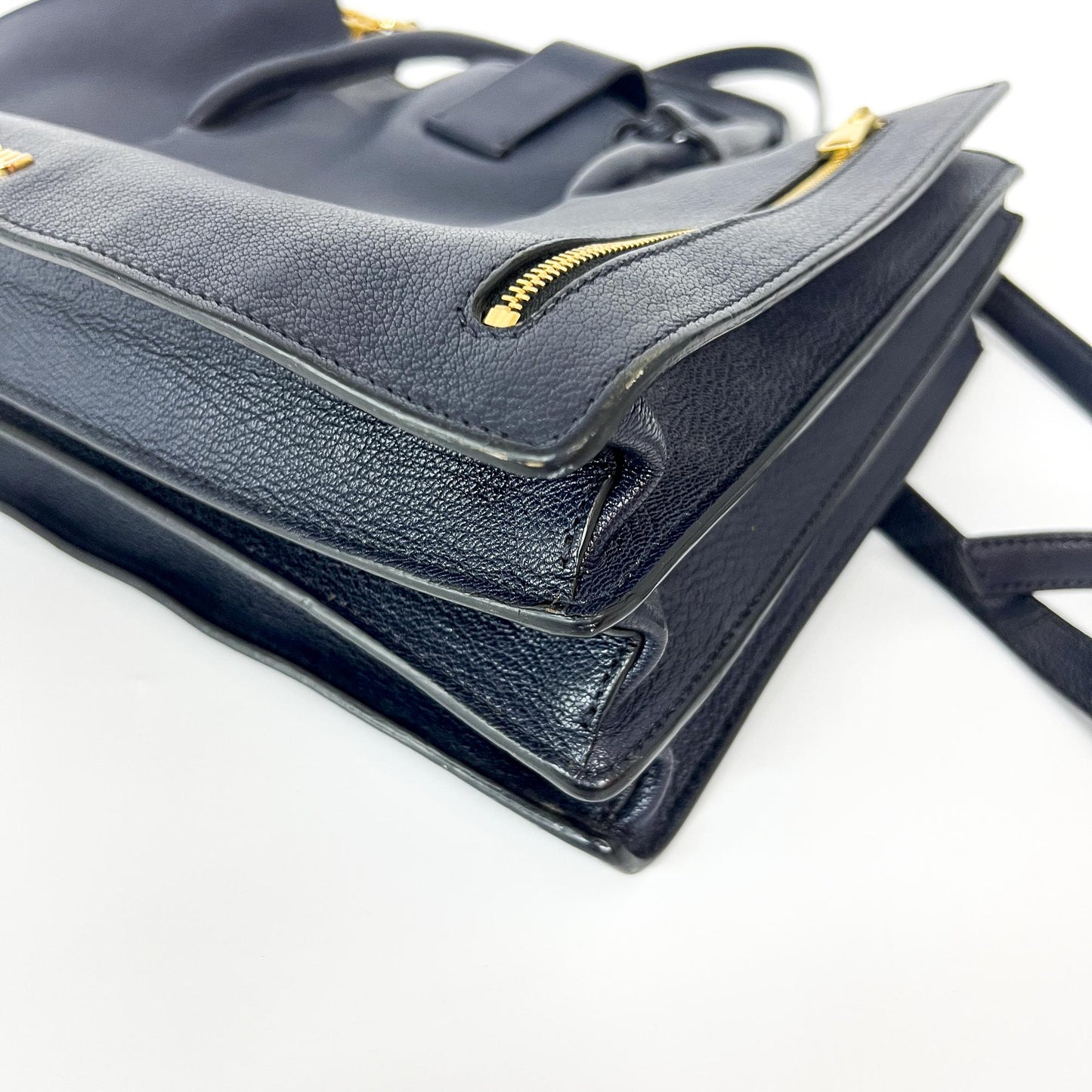 Miu Miu Madras Leather Top Handle Bag Navy