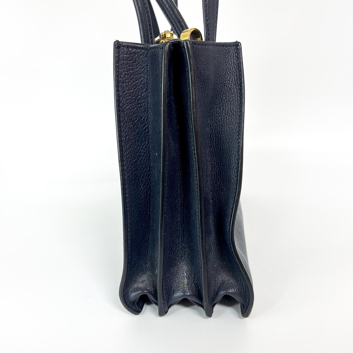 Miu Miu Madras Leather Top Handle Bag Navy
