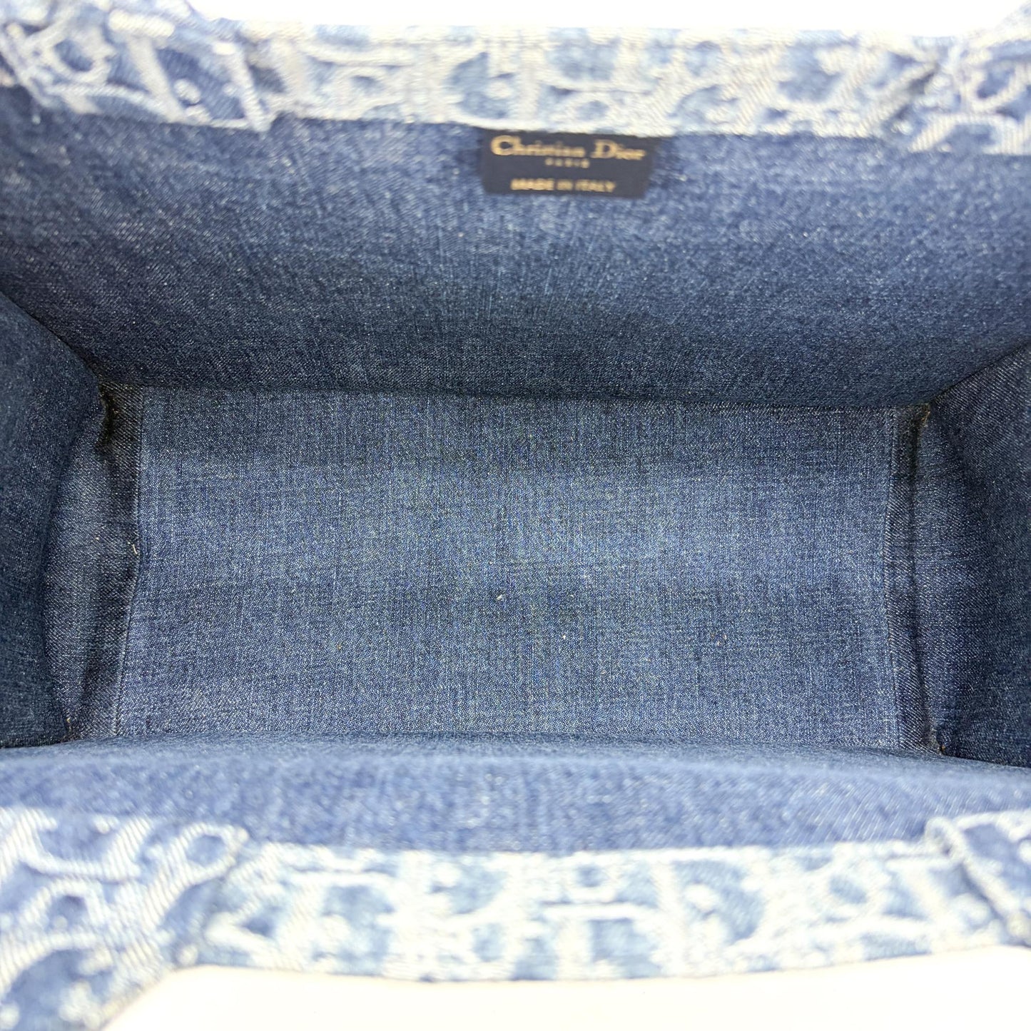 Dior Medium Book Tote in Blue with Oblique Embroidery