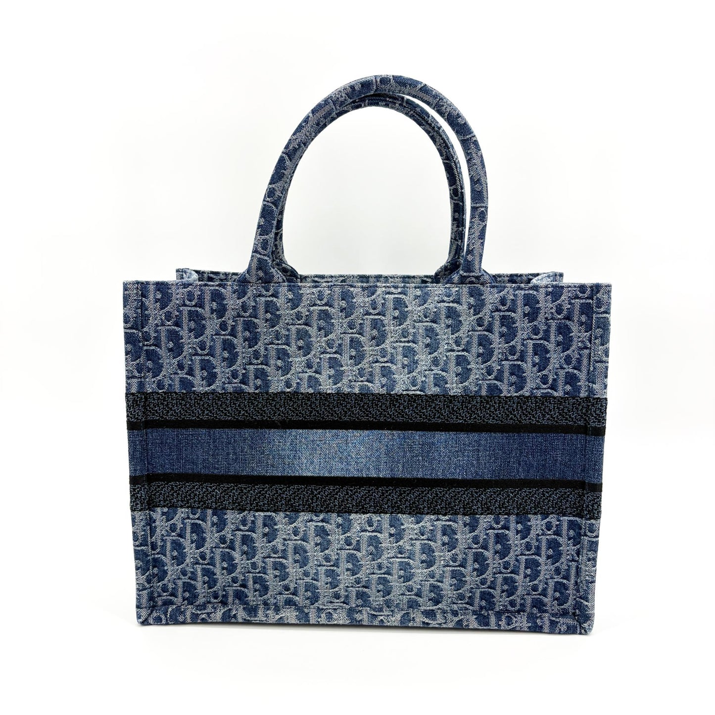 Dior Medium Book Tote in Blue with Oblique Embroidery