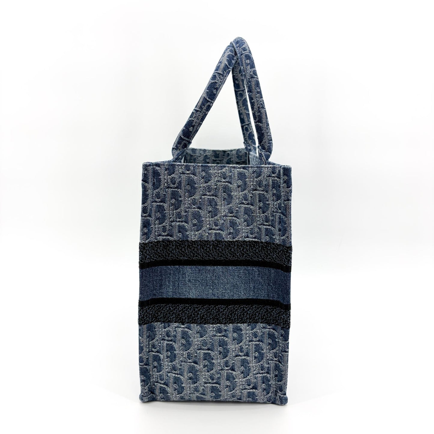 Dior Medium Book Tote in Blue with Oblique Embroidery