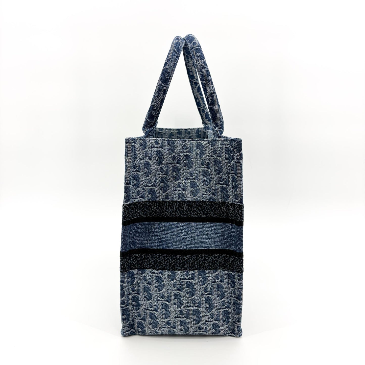 Dior Medium Book Tote in Blue with Oblique Embroidery