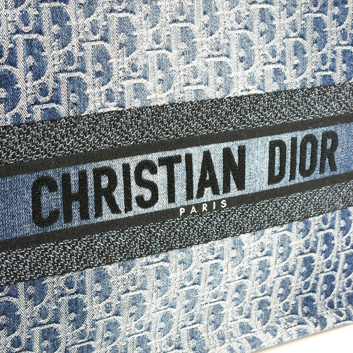 Dior Medium Book Tote in Blue with Oblique Embroidery