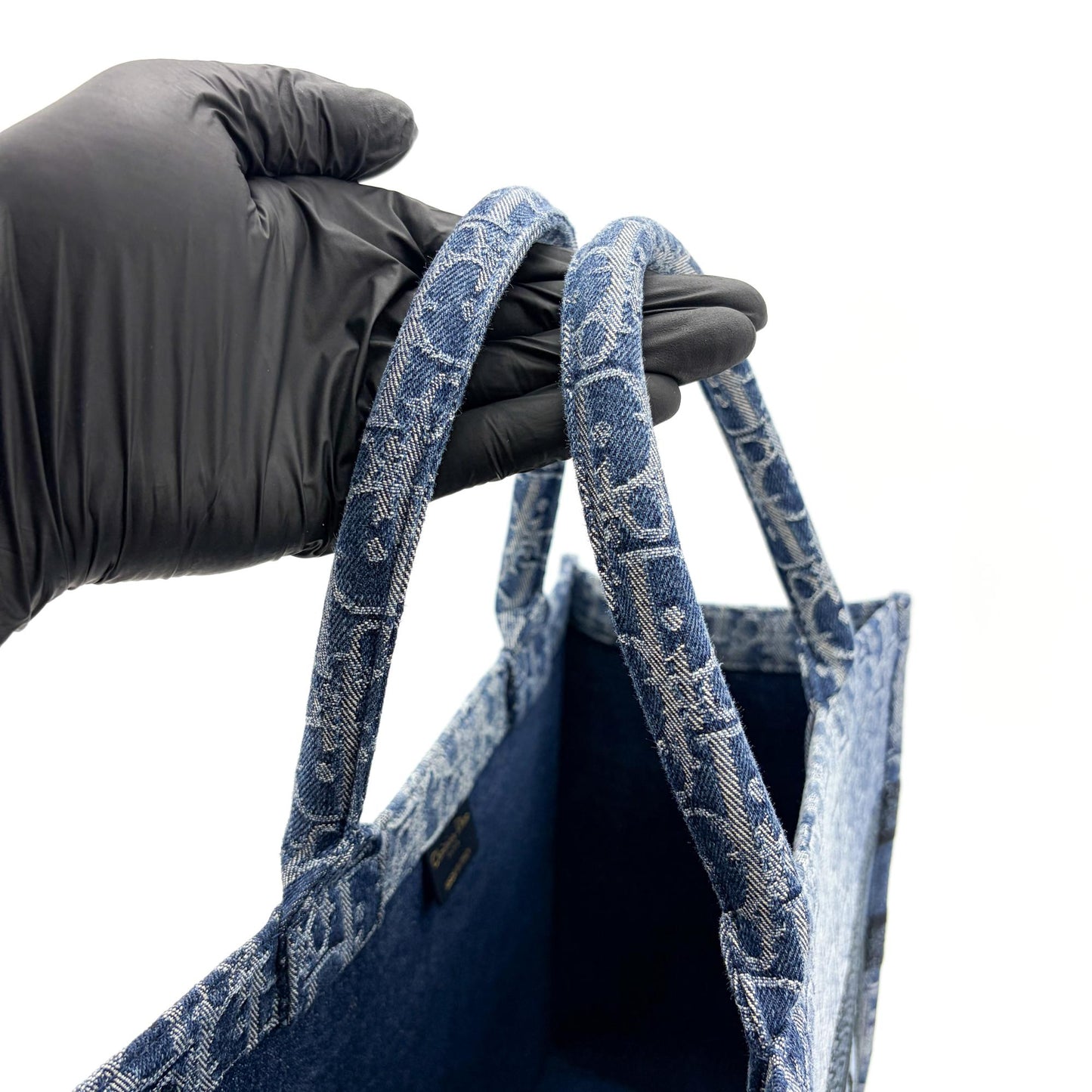 Dior Medium Book Tote in Blue with Oblique Embroidery