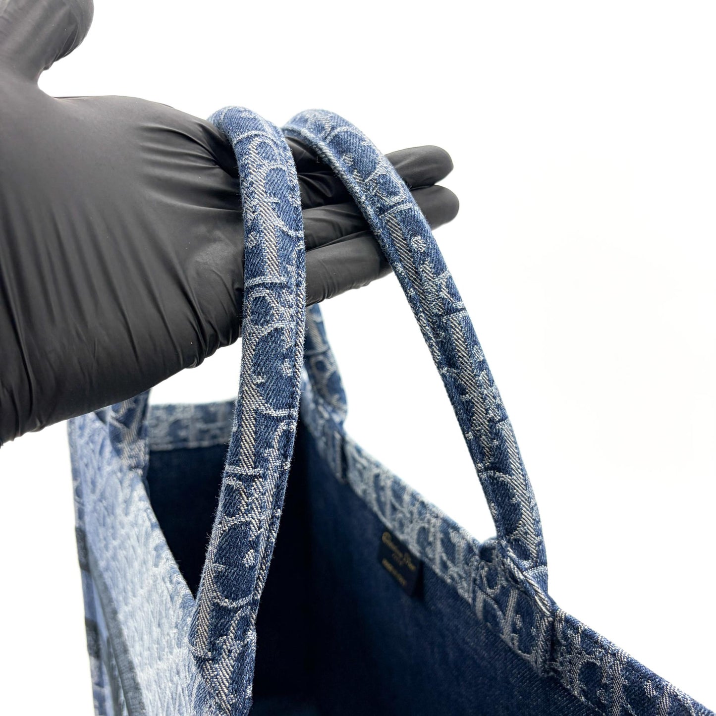 Dior Medium Book Tote in Blue with Oblique Embroidery