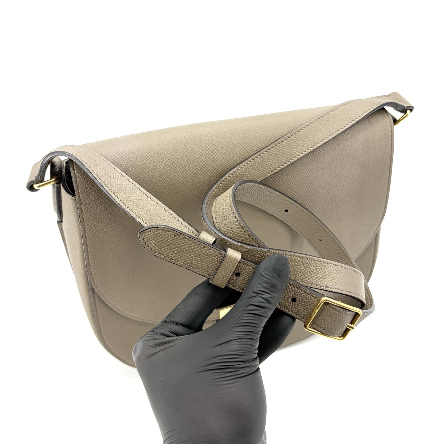 Celine Medium Trotter Shoulder Bag Grained Calfskin Taupe