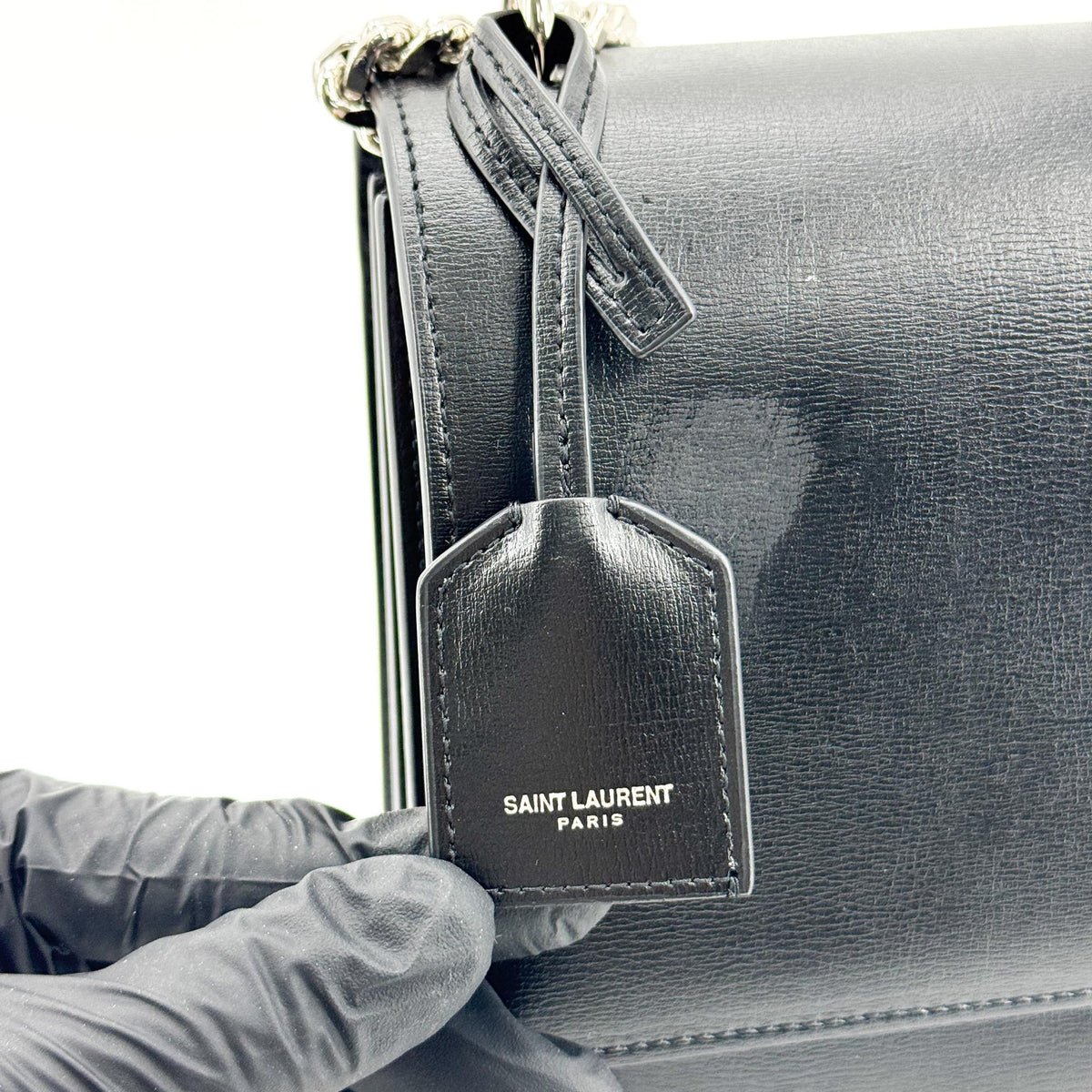 Saint Laurent Medium Sunset Crossbody Bag Black with Silver Hardware