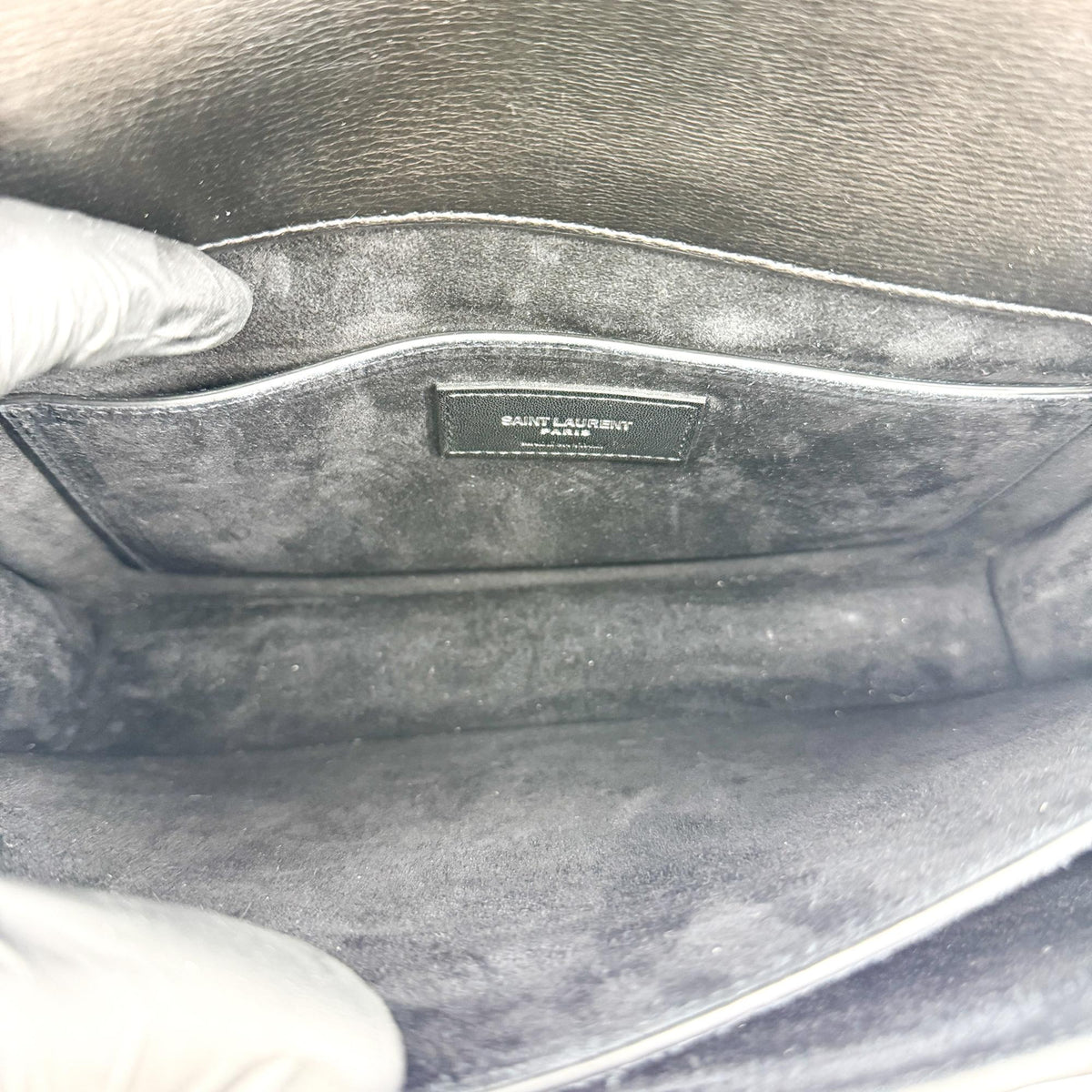 Saint Laurent Medium Sunset Crossbody Bag Black with Silver Hardware