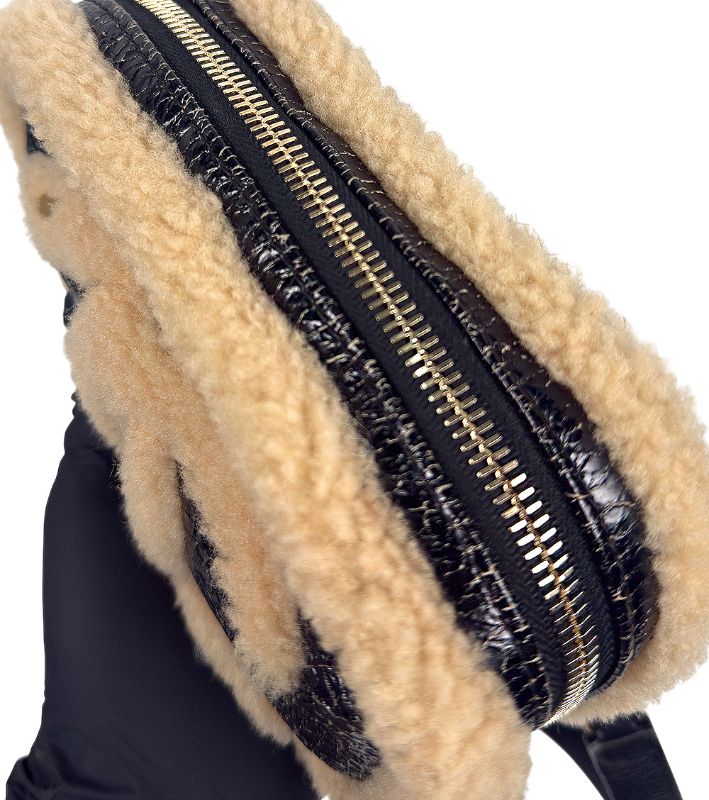 Chanel Black Shearling Big CC Belt Bag