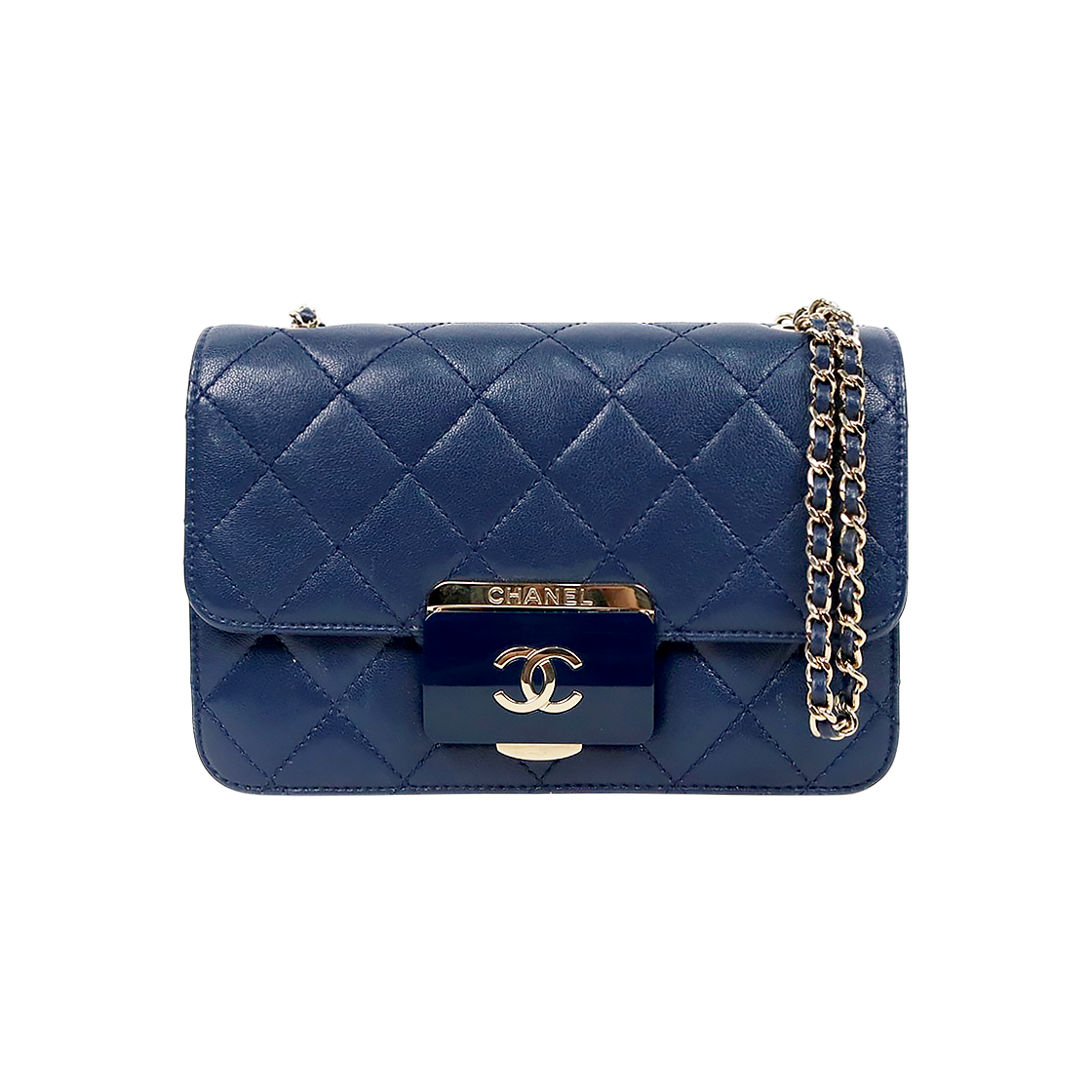 Chanel Navy Beauty Lock Chain Shoulder Bag