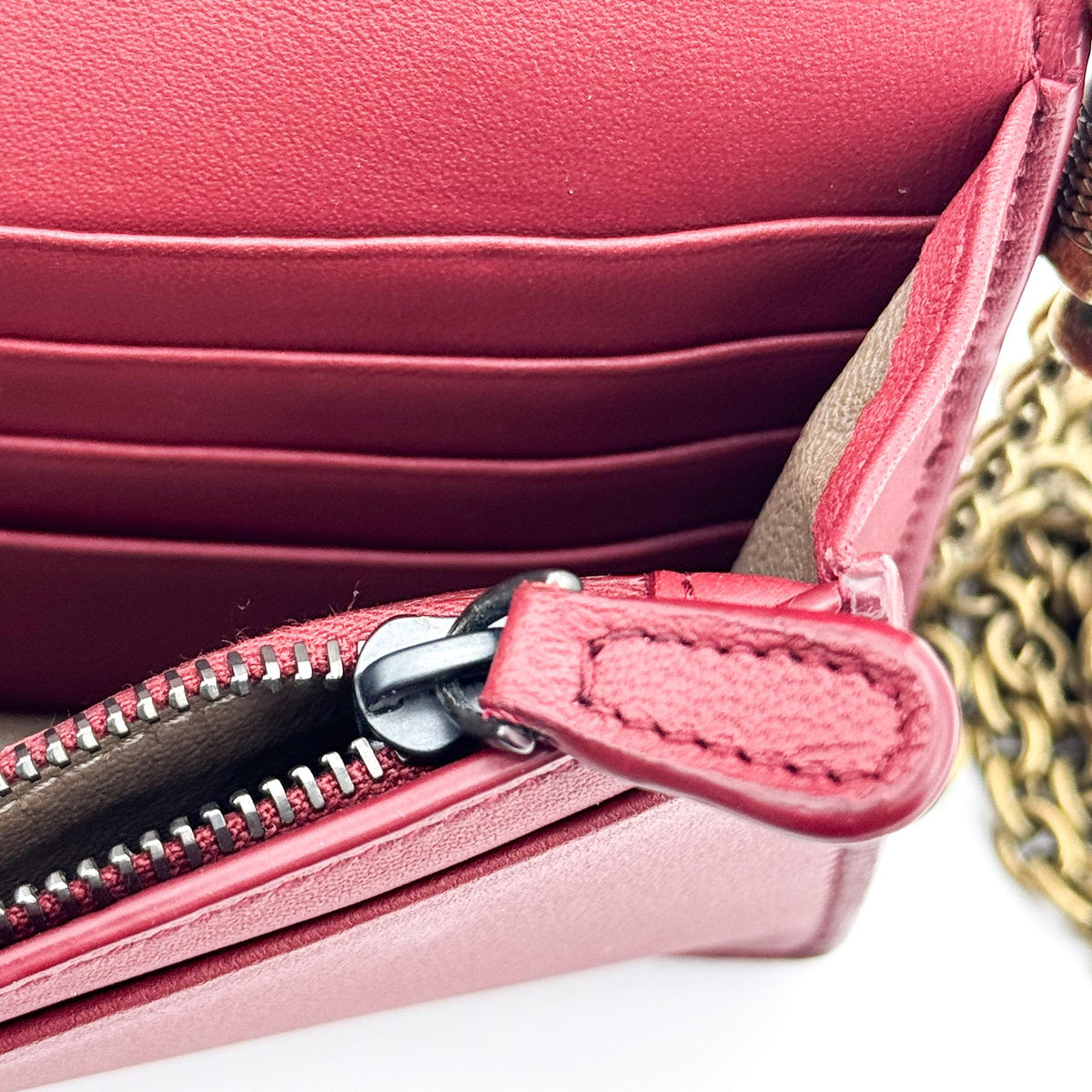 Bottega Veneta Intrecciato Two-Tone Flap Long Wallet Pink Burgundy
