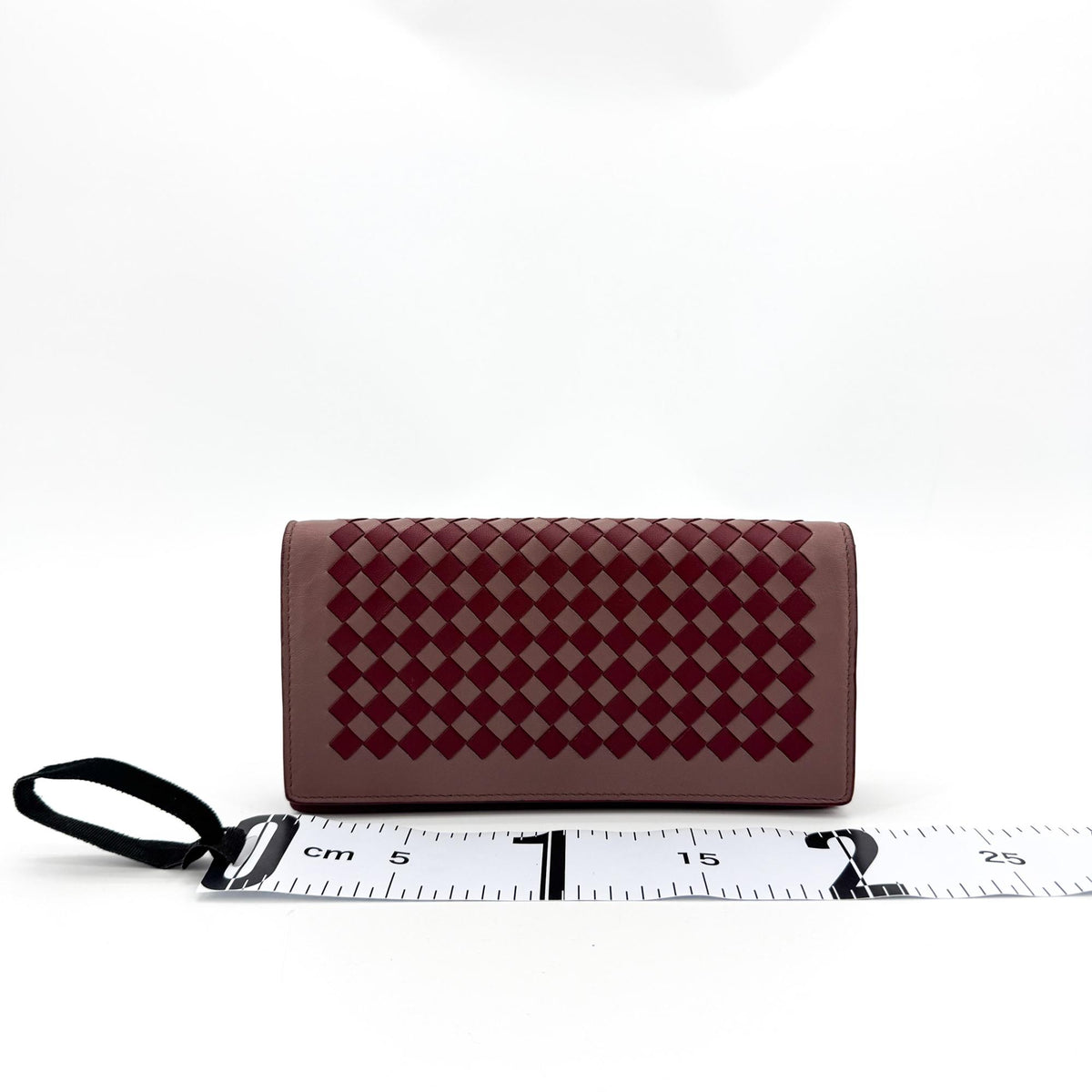 Bottega Veneta Intrecciato Two-Tone Flap Long Wallet Pink Burgundy