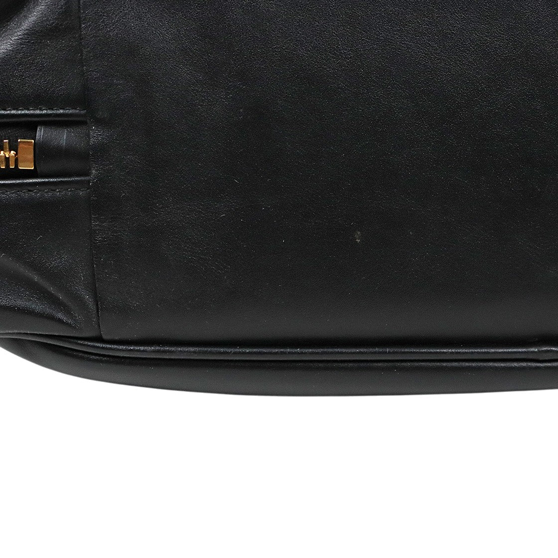 Miu Miu Black Lambskin Embossed Logo Bowling Bag