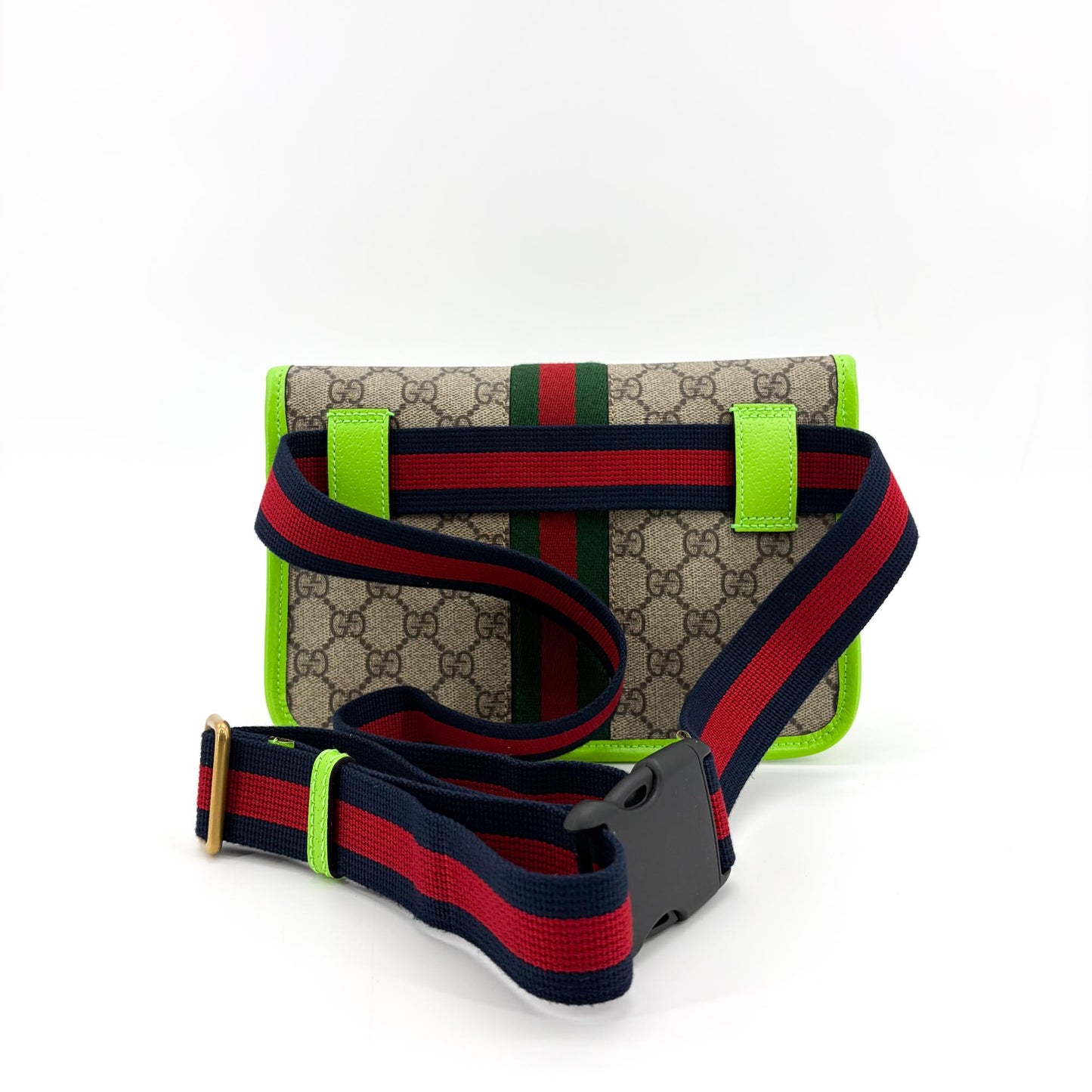 Gucci Ophidia GG Supreme Neon Green Belt Bag