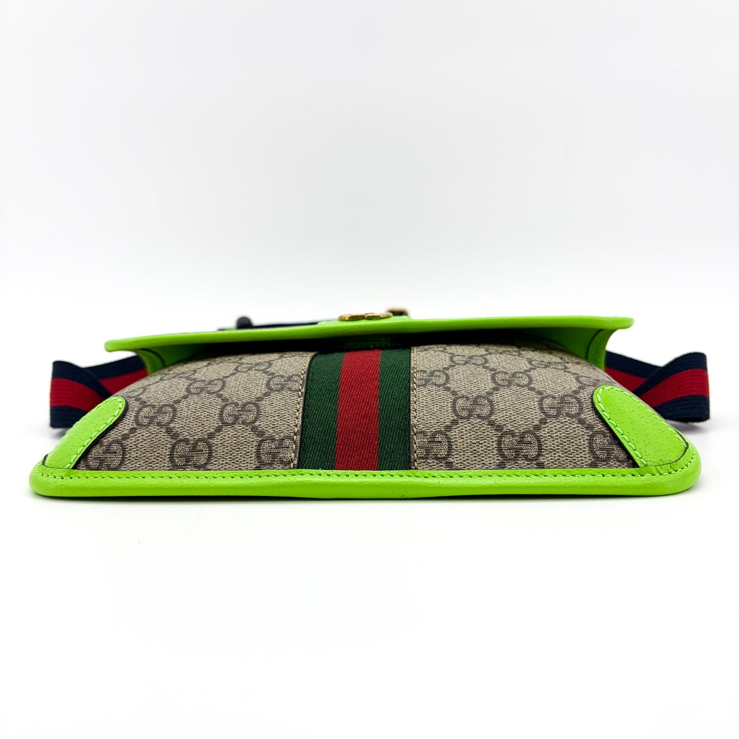 Gucci Ophidia GG Supreme Neon Green Belt Bag