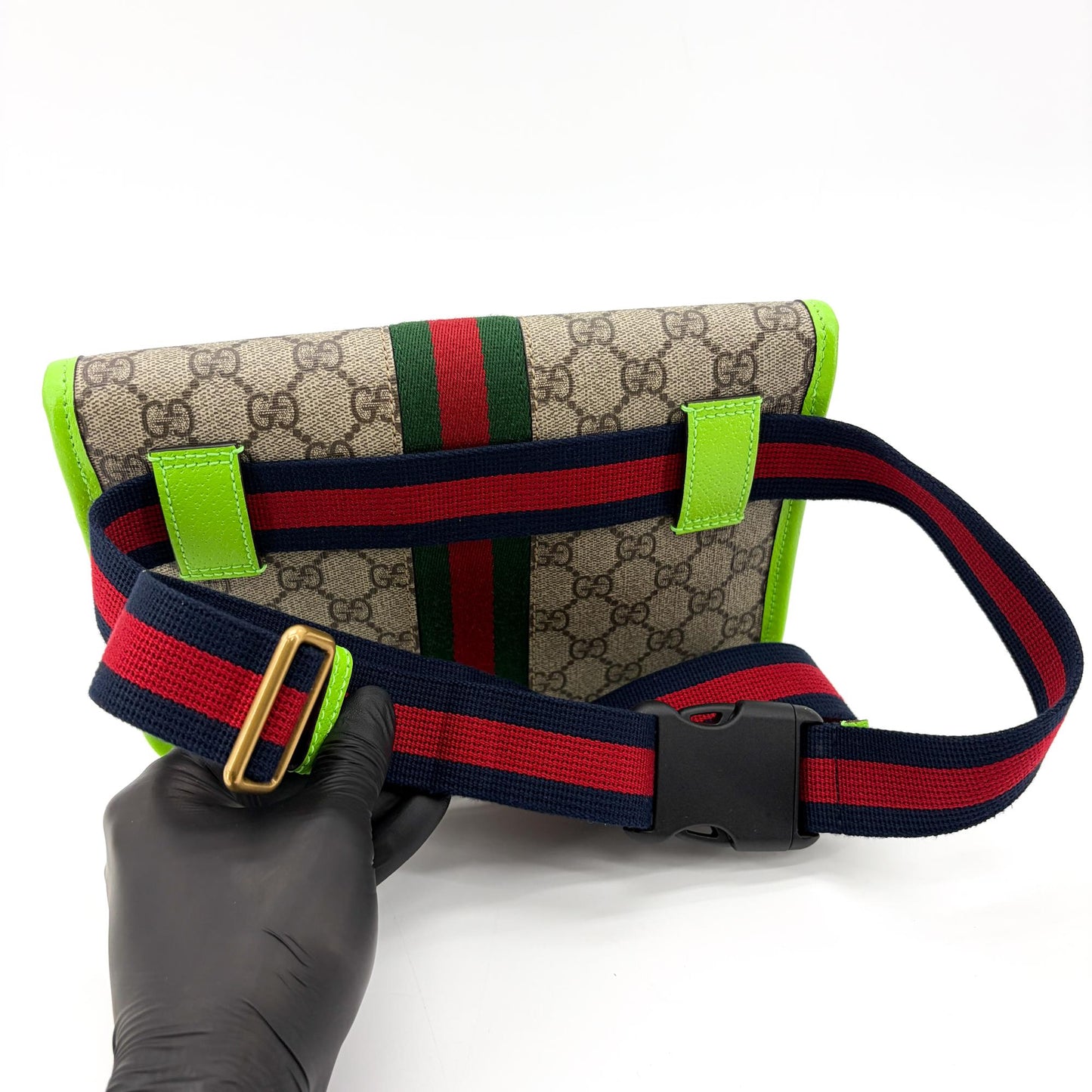 Gucci Ophidia GG Supreme Neon Green Belt Bag