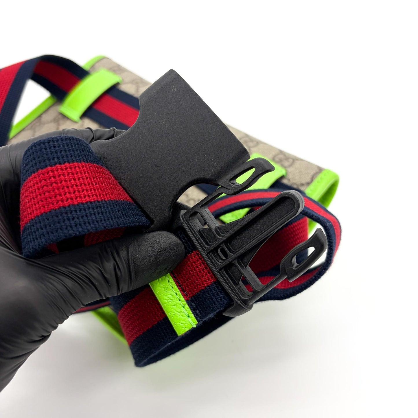 Gucci Ophidia GG Supreme Neon Green Belt Bag