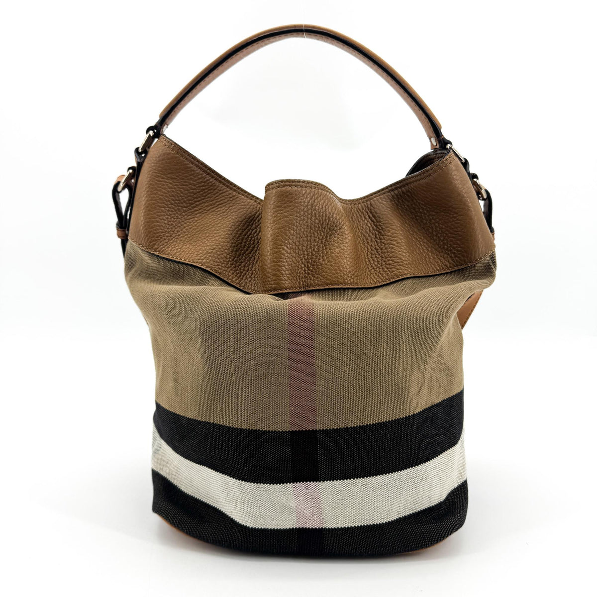 Burberry Ashby Canvas Tassel Bucket Bag Brown