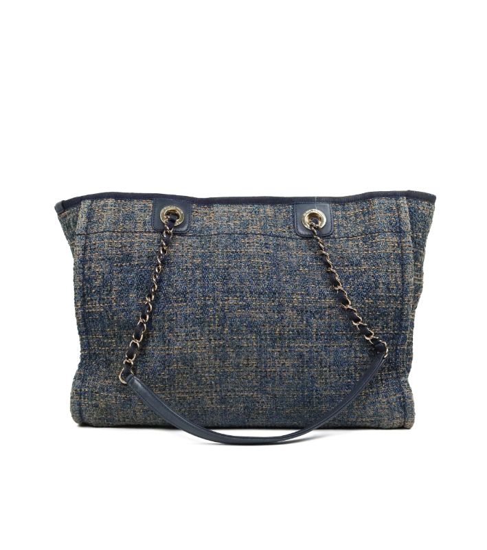 Chanel Navy Tweed Deauville Bag