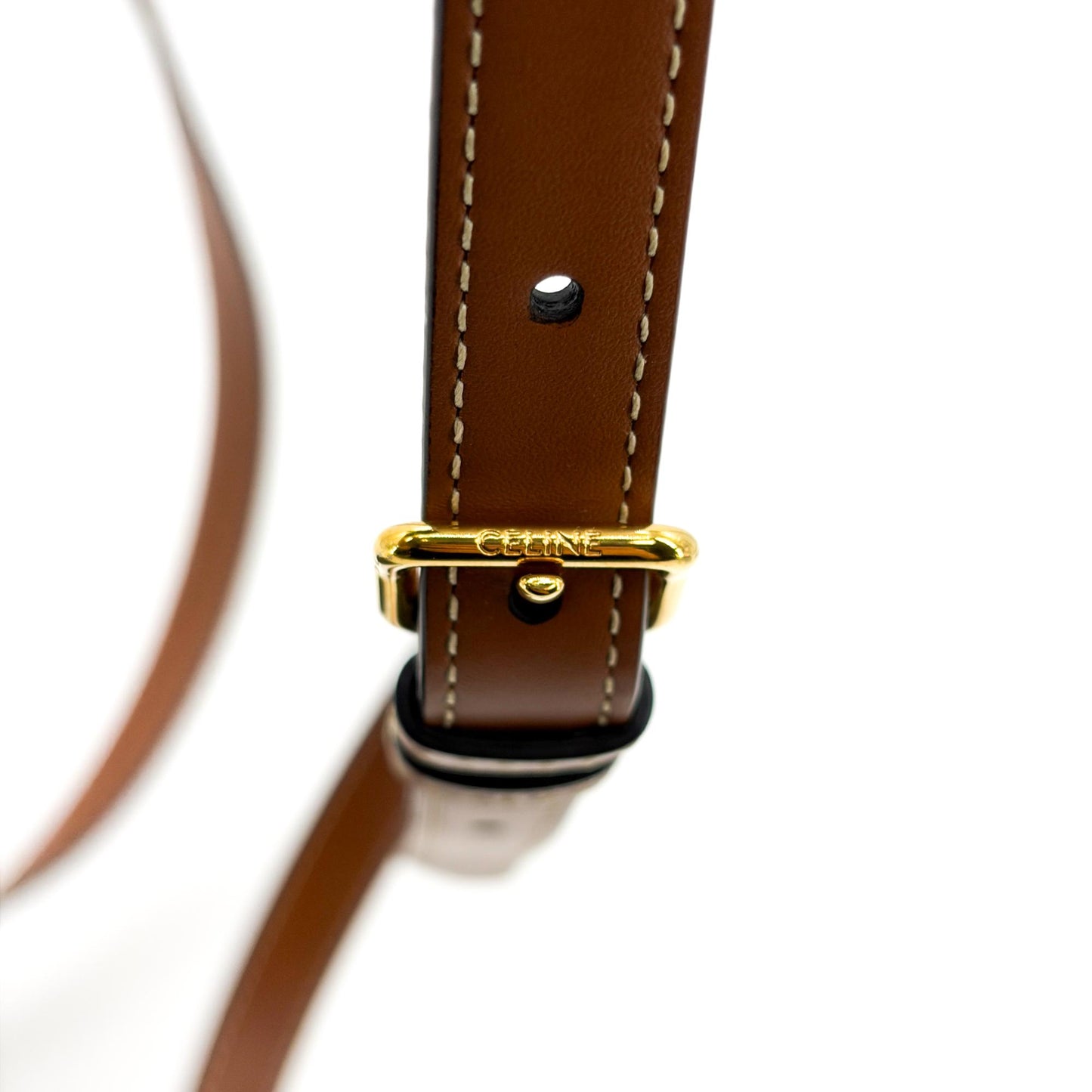 Celine Small Besace Triomphe Canvas & Calfskin Tan