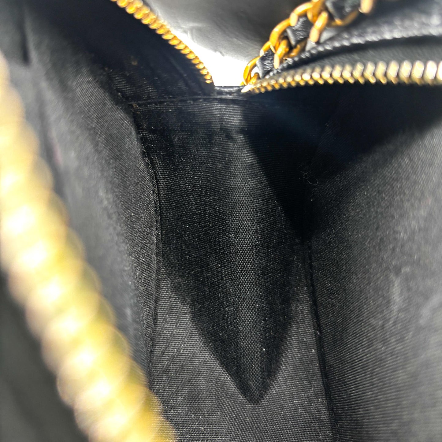 Chanel CC Filigree Round Chain Bag Black Caviar Gold Hardware