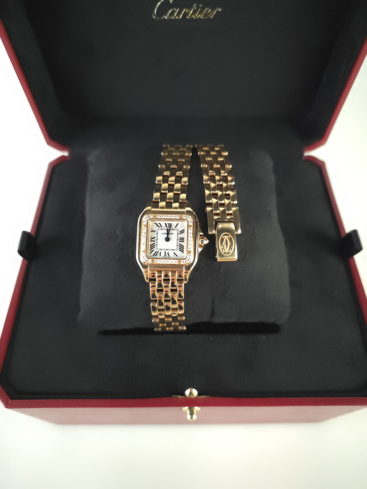 Small Panther Diamond 18K Gold Double Bracelet Watch