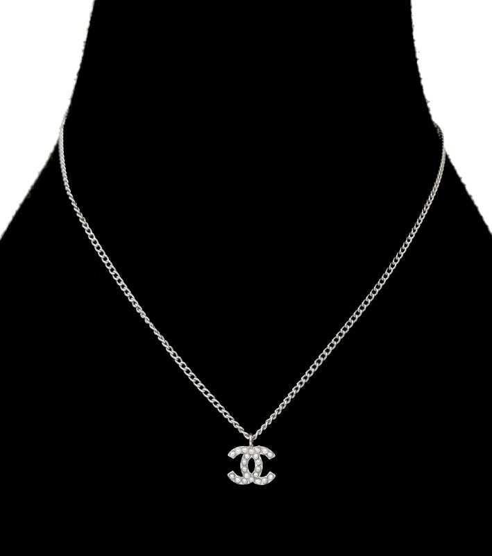 Chanel Pearl CC Silver Necklace