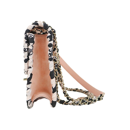 Chanel Beige Suede Flap Chain Shoulder Bag with Built-in Chip