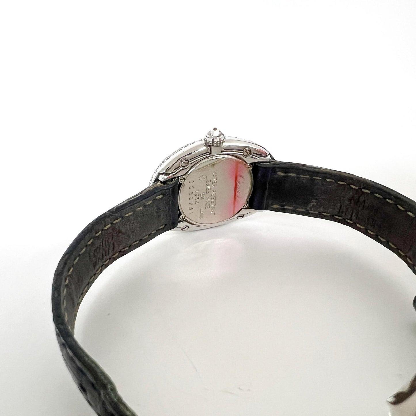 Cartier Baignoire SM White Gold Diamond Bezel Blue Alligator W1506056