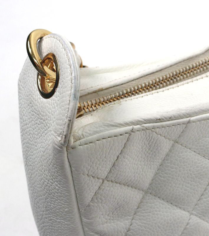Chanel White Caviar Skin Timeless Shoulder Bag