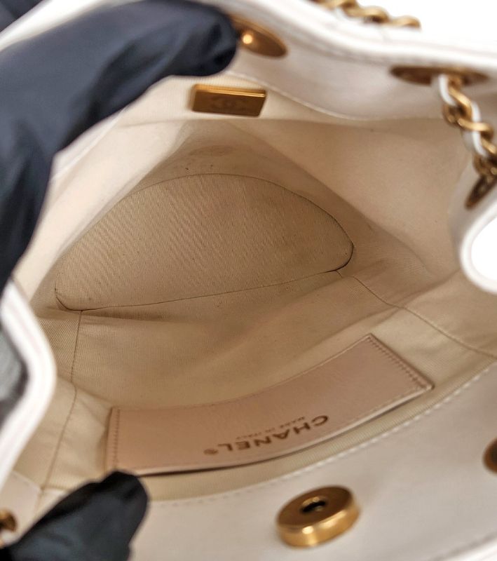 Chanel White Drawstring Two-Pocket Backpack