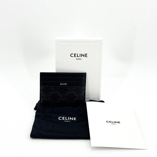 Celine Triomphe Canvas Card Holder Black