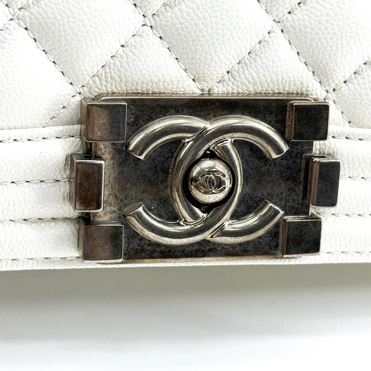 Chanel Boy Chanel Flap Bag Medium Vintage Silver Hardware White