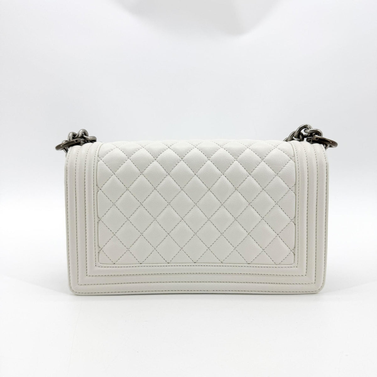 Chanel Boy Chanel Flap Bag Medium Vintage Silver Hardware White