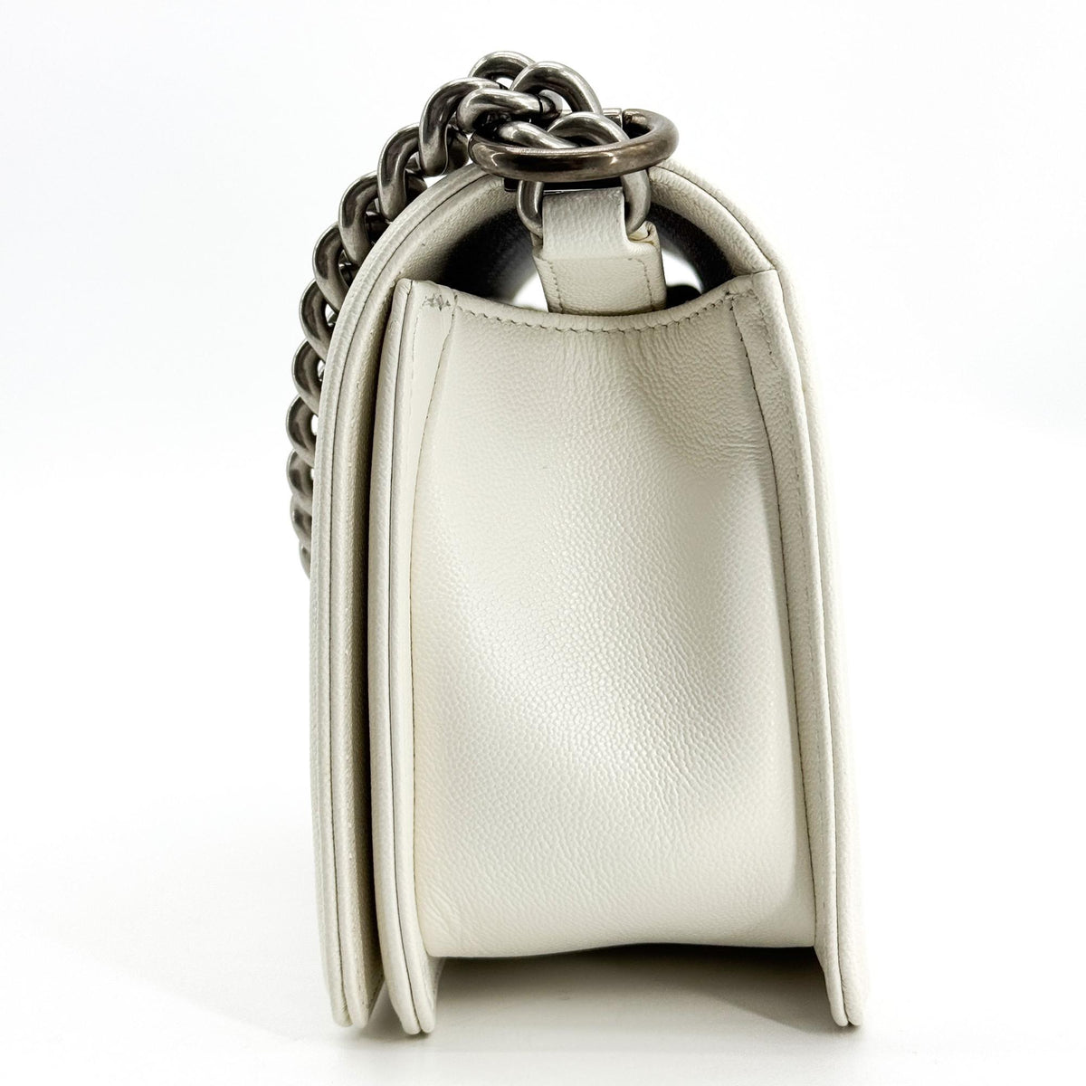 Chanel Boy Chanel Flap Bag Medium Vintage Silver Hardware White