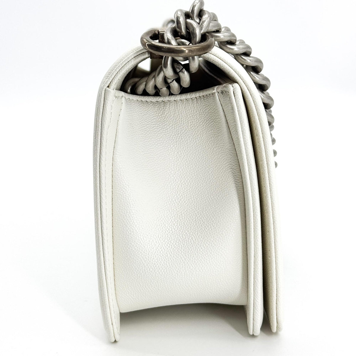Chanel Boy Chanel Flap Bag Medium Vintage Silver Hardware White