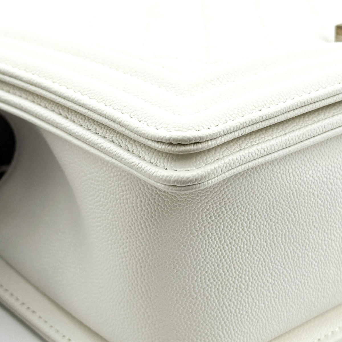 Chanel Boy Chanel Flap Bag Medium Vintage Silver Hardware White