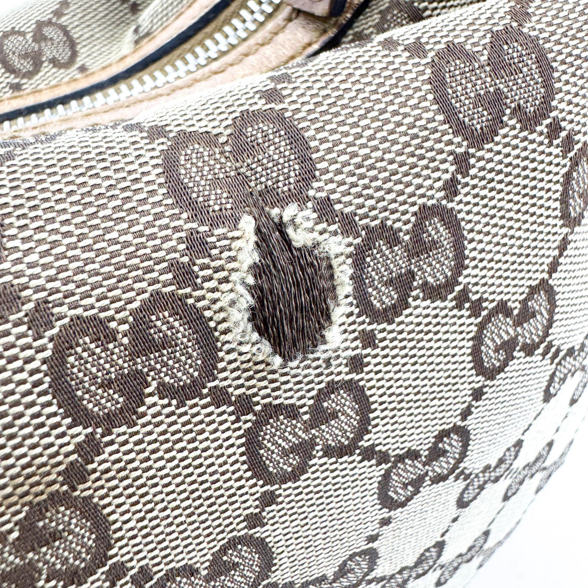 Gucci GG Canvas Charlotte Crossbody Hobo Bag Beige Brown